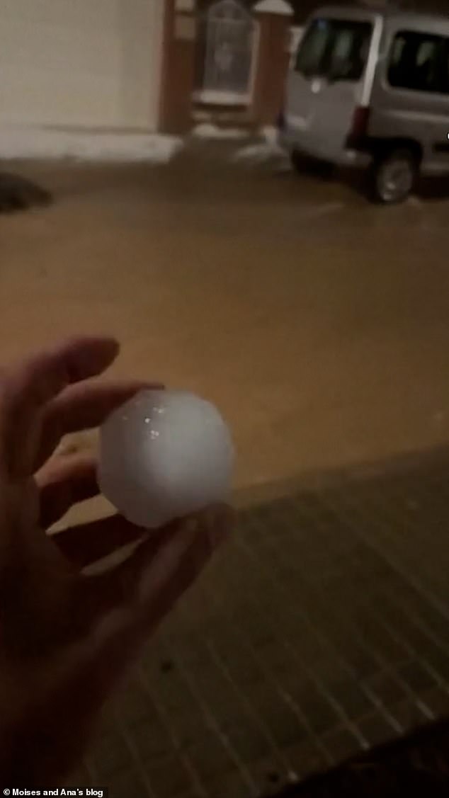 The huge hailstones caused damage to cars in the city