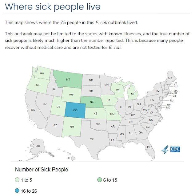 At least 75 people have gotten sick after eating at McDonald's in 13 states, the CDC says