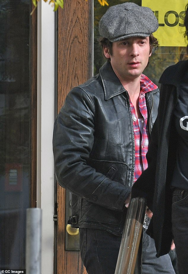 A day earlier, White was spotted on the set of the film wearing similarly retro attire, including a gray page boy cap and a black leather jacket.