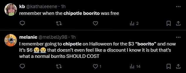 Several X and Instagram users were not enthusiastic about the 'Boorito' deal as the discounted items would cost more money than in previous years