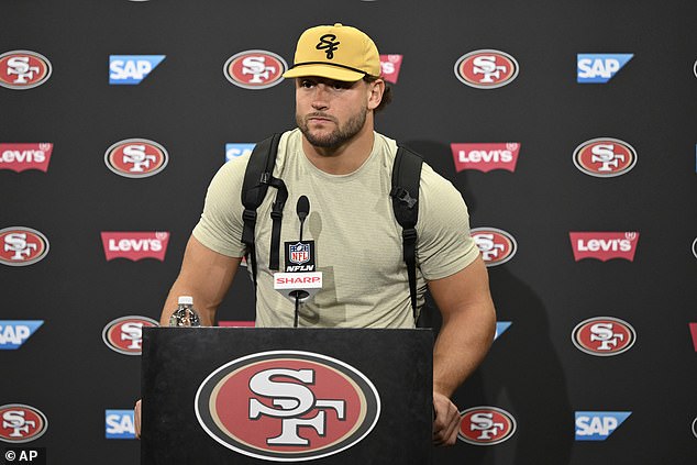 Nick Bosa was reluctant to talk about his Donald Trump hat after the game