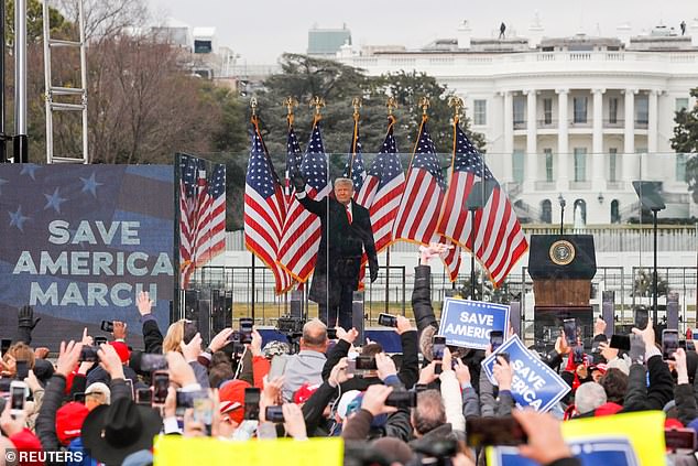 Kamala Harris spoke from the same spot where Donald Trump addressed his supporters on January 6, 2021, as seen above