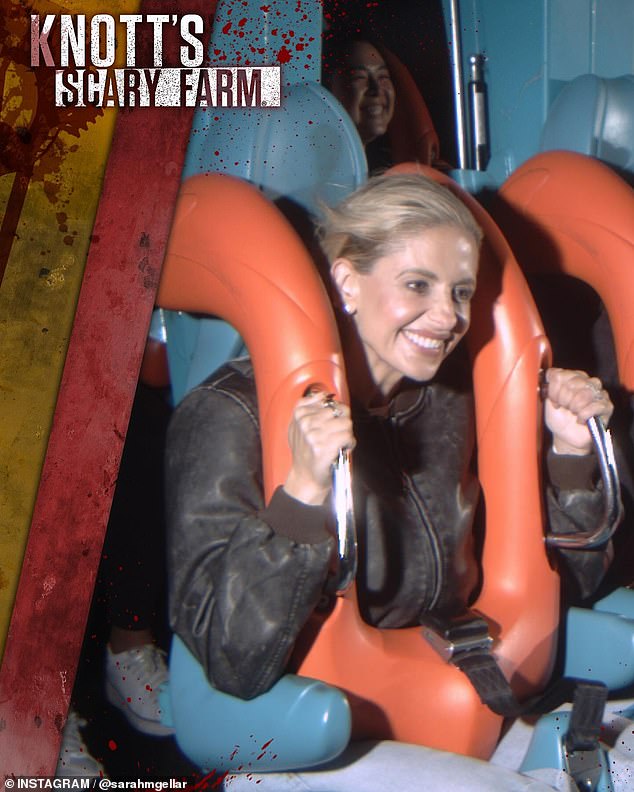 Gellar also added several on-ride photos of her enjoying multiple roller coaster attractions