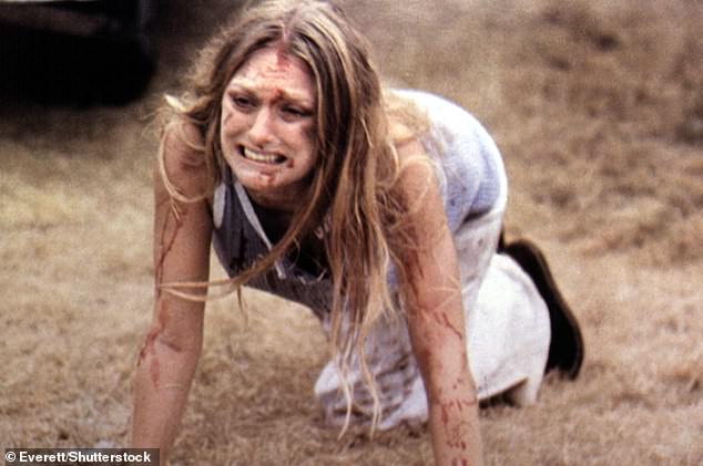 Actress Marilyn Burns depicted as Sally Hardesty, in a scene from the 1974 film The Texas Chainsaw Massacre