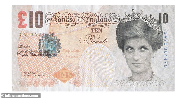 Banksy's £10 note with Princess Diana's face on it could fetch up to £1,500 under the hammer