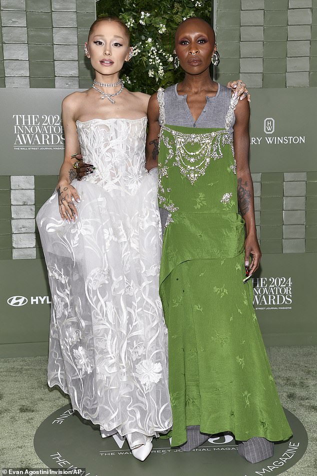 Ariana's dress perfectly matched her character Glinda in Wicked, and her costar Cynthia took the same approach by wearing a green dress, which would have matched her green-skinned character Elphaba.