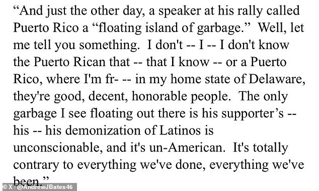 Biden's team also provided a transcript of what he said, bizarrely claiming he used the word 