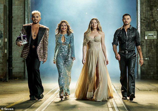 The Australian Idol winner shared the lengthy shock announcement on Instagram on Wednesday evening via several black and white slides. Pictured alongside fellow mentors Adam Lambert (left), Kate Miller-Heidke (center left) and LeAnn Rimes (center right)