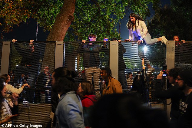 Some Gaza protesters climbed over the fence