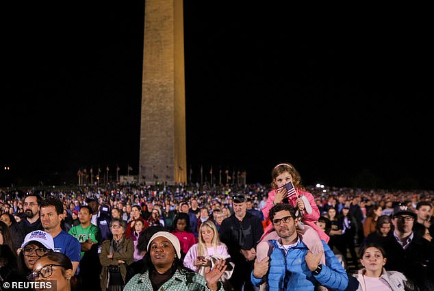 Some supporters reported that the line for the rally stretched all the way to the Tidal Basin, just over half a mile away.