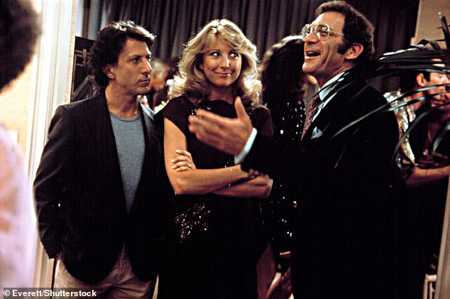 The pinnacle of her career came in 1983 when she was nominated in the Best Actress in a Supporting Role category for her work as Sandy Lester in Tootsie; she is pictured with Dustin Hoffman (left) and Sydney Pollack (right)