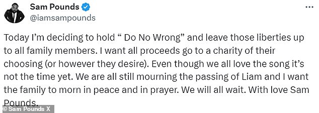 However, Sam has now taken to X to announce that the release would be postponed as 'we are all still grieving'