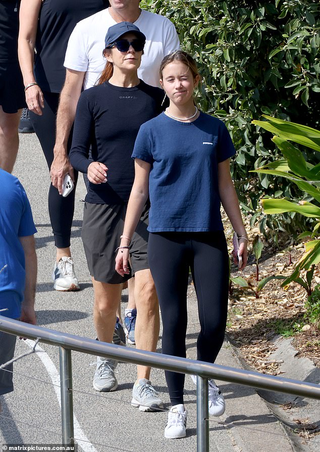 The Tasmania-born royalty, who was last in Australia for a personal visit in December, wore a black long-sleeved shirt and shorts for her outing