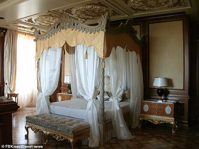 The palace exudes luxury with bedrooms overlooking the Black Sea - and one of them even has a statue of a bear