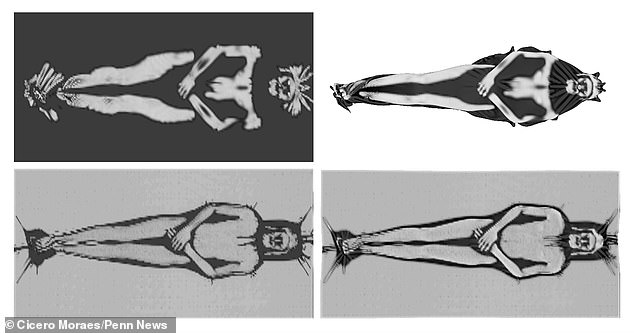 Print marks of a human body are said to be 'swollen and distorted' (top), not an image that 'looks like a photocopy' (bottom)