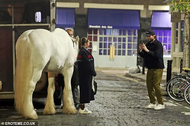 Bel seemed delighted with the animal's appearance as she posed for a cheeky photo next to the filly