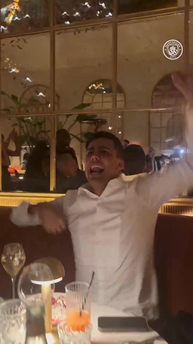 Man City had shared images of Rodri celebrating his success in the same restaurant