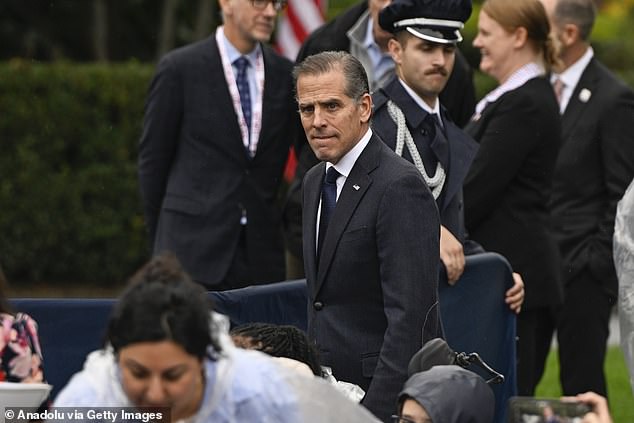 Hunter Biden (seen here at the White House last month) will be sentenced in December for gun and tax crimes. He could face a maximum of 25 years in prison