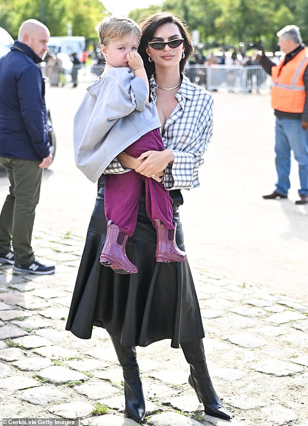 When she's not attending events or in front of the camera, Ratajkowski focuses on raising son Sylvester Apollo Bear, whom she shares with ex Sebastian Bear-McClard; seen with her son in Paris in September