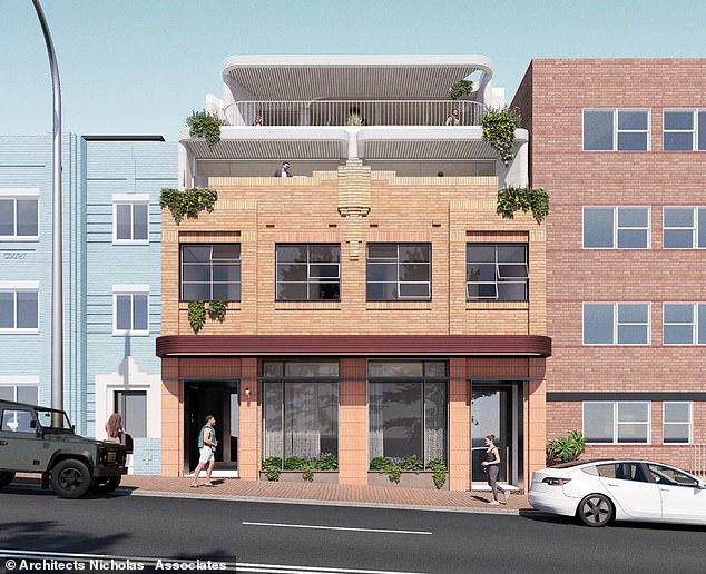 According to the plans, the building will house four apartments and a retail space two floors below