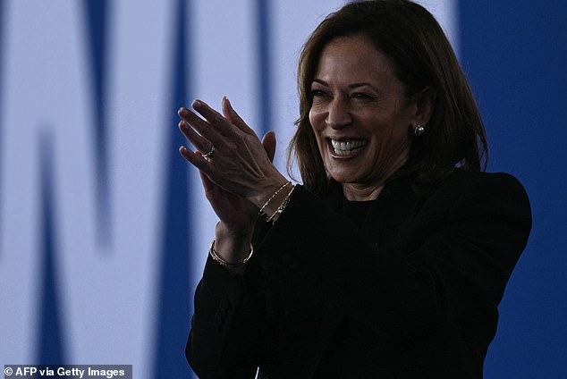 Kamala Harris greets supporters before speaking during a Get Out the Vote rally in Raleigh, North Carolina, on October 30