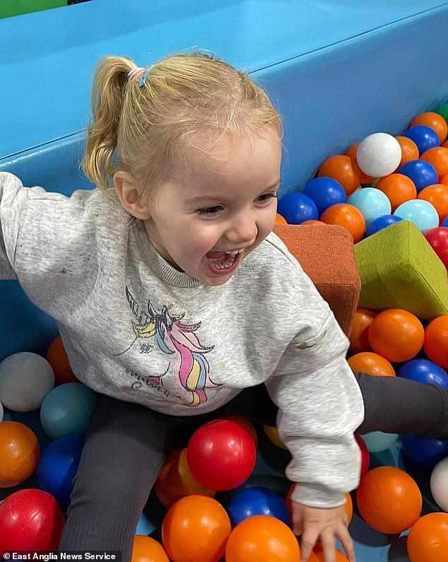 The two-year-old's body, pictured here in an inflatable ball pit, was carted around in a stroller for three days