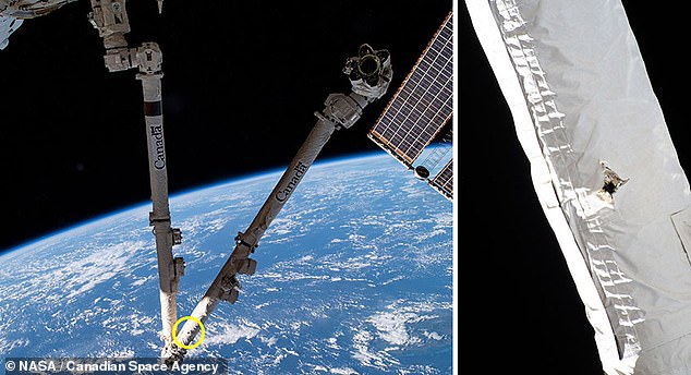 NASA admits it has no contingency plan for damage to its 'lifeboats' from the micrometeorites that regularly hit the station. In 2021, the Canadarm2 robotic arm was struck by space debris, causing a hole in the metal