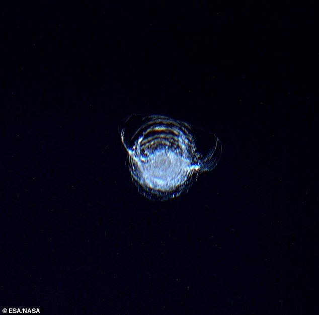 ESA astronaut Tim Peake took this photo from inside Cupola in 2016, showing a circular chip with a diameter of 7 mm ripped out by the impact of a small piece of space debris. NASA has said it will not add additional shielding to the station to protect larger pieces of debris