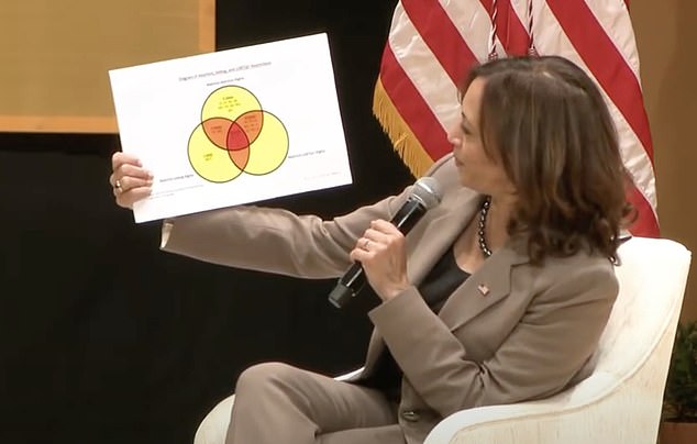 Kamala Harris shows a Venn diagram to make a point about leadership