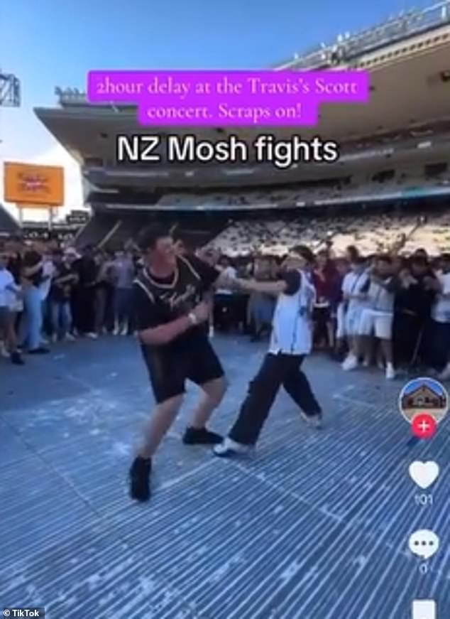 The 33-year-old rapper was performing at Eden Park in Auckland as part of his Circus Maximus tour when ticket holders decided to fight each other