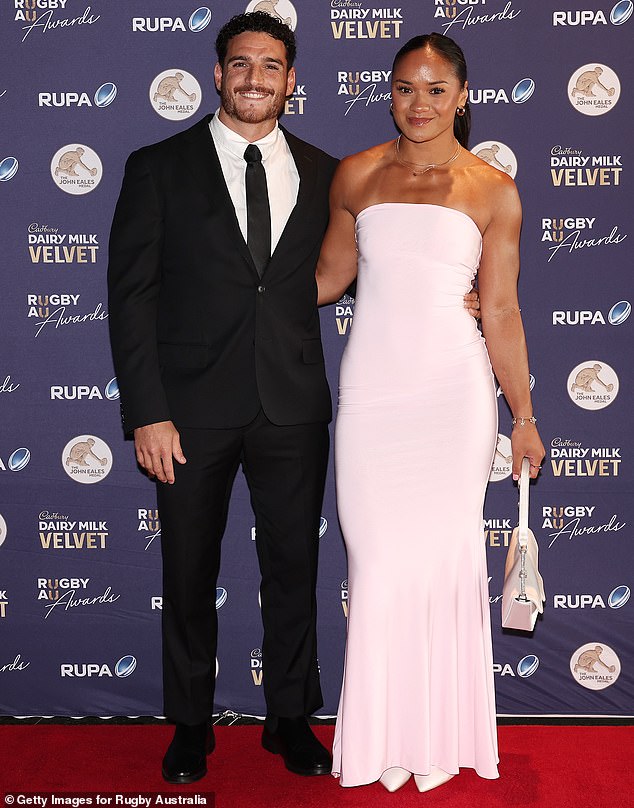 Footy star couple Faith Nathan and Mark Gonzalez also dazzled as they advanced on the Aussie Rugby Union's night of nights