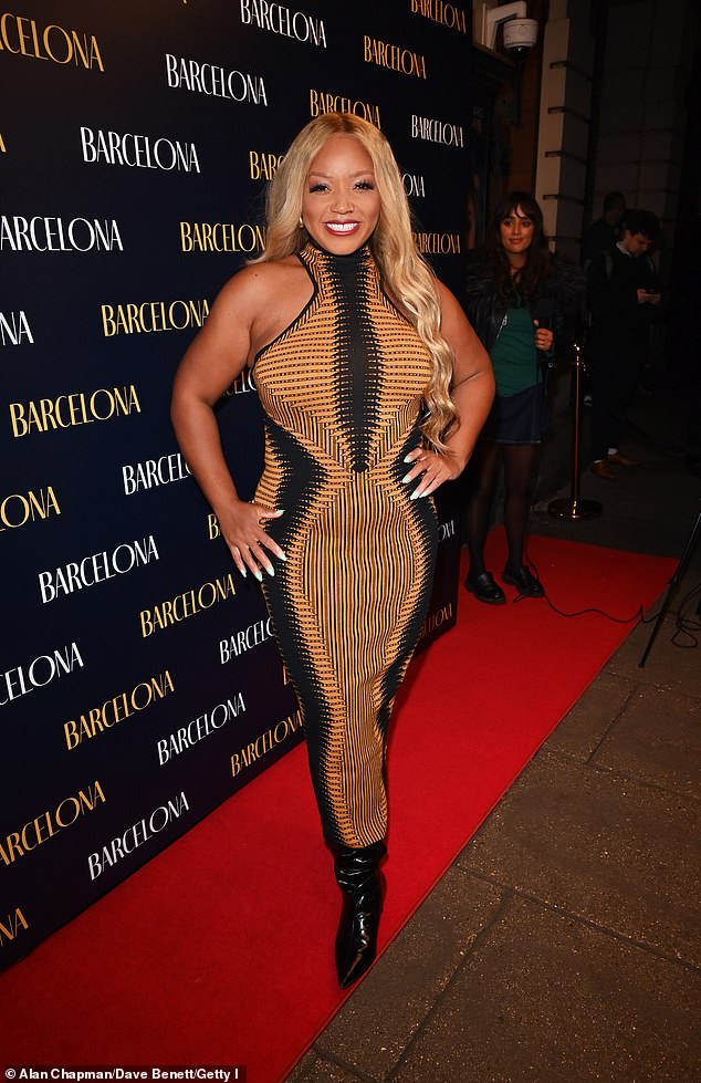 Famous Big Brother star and West End actress Marisha stuns in a bodycon dress