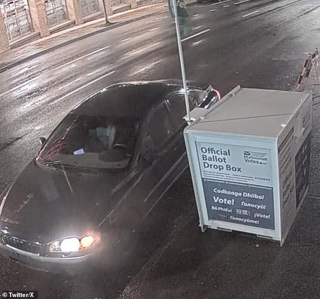 Investigators are looking for a suspect vehicle, a black Volvo S-60, that was captured on security footage as the devices were left behind before detonating at the polls