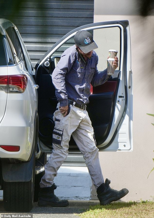 Despite the drama leaving their marriage 'in tatters', the couple are still together and working on their relationship. Brad is seen getting coffee for his wife after going to school on Wednesday