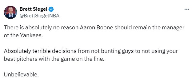 Fans have fired up Boone's decision-making after the catastrophic crisis at Yankee Stadium