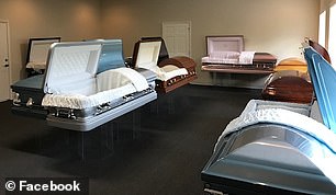 Empty coffins were scattered around Johnson Funeral & Cremation Services in Douglas