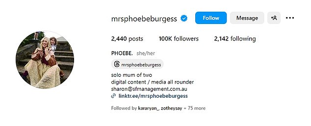 Years after their split, Phoebe's Instagram account is still @mrsphoebeburgess