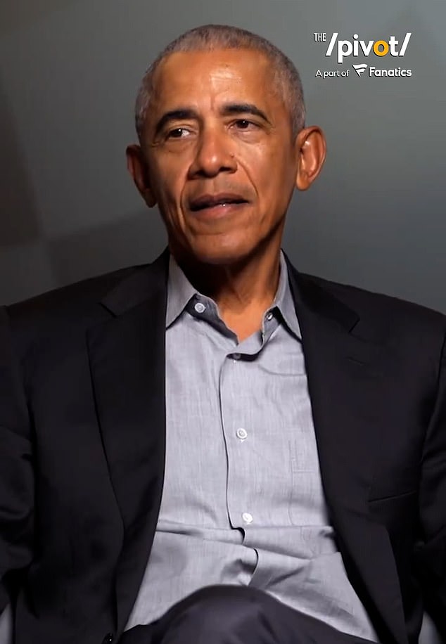 Barack Obama, appearing on The Pivot podcast on Tuesday (pictured), says he warned Malia that people would still know who she was even if she dropped her last name, but claims that both she and her younger sister Sasha 'do their utmost not to try to exploit their family status