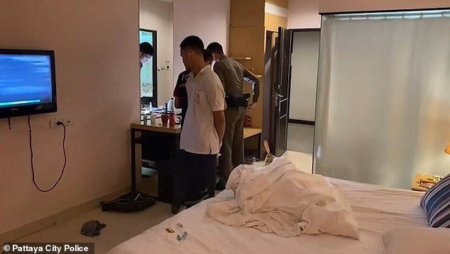 Police and hotel staff in room 2412 where they found Jayson Tonkin in a suspected intoxicated state, his deceased relative on the floor next to him and reportedly a quantity of ketamine, cannabis and drug paraphernalia