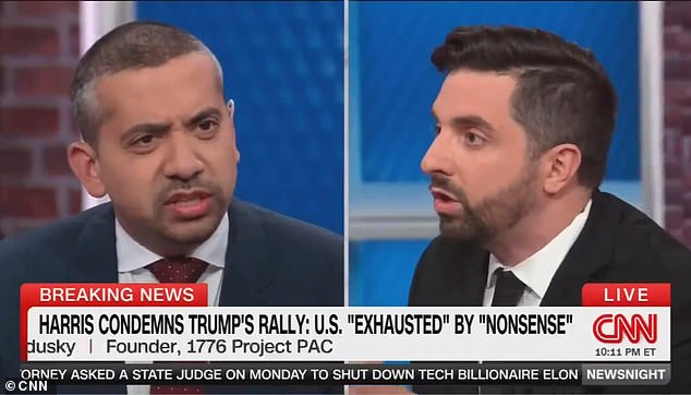 Conservative panelist Ryan Girdusky (right) was kicked off the set of a CNN show after a wild exchange with liberal commentator Mehdi Hasan (left) about Trump's heated rally in New York City