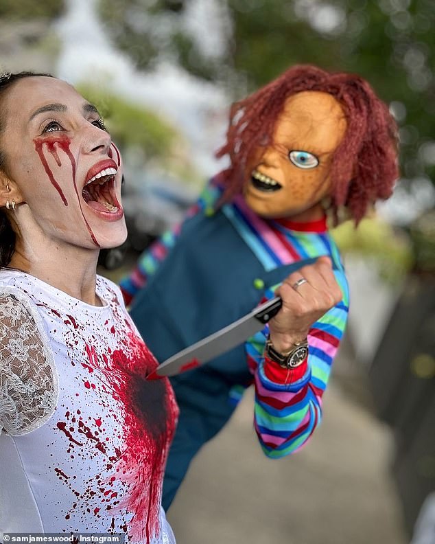 The bachelorette couple were seen re-enacting a stabbing scene from the horror film Bride of Chucky, with Snezana dressed in a bloody wedding dress