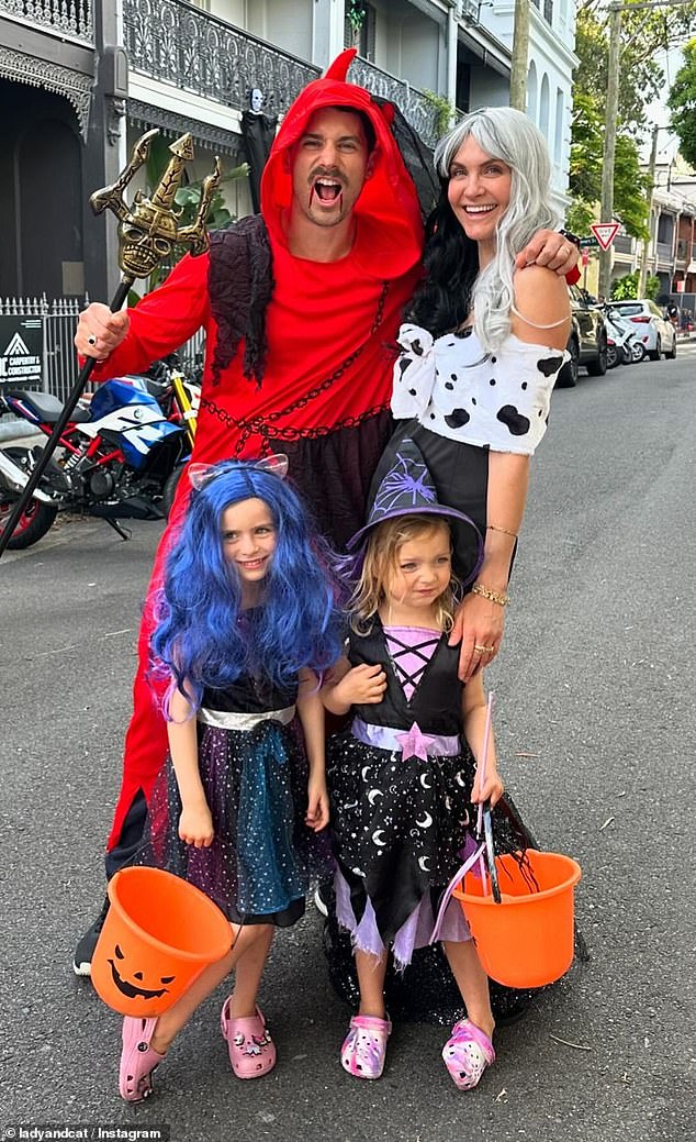 Fellow Bachelor stars Matty 'J' Johnson, 37, and Laura Byrne, 38, also got into the Halloween spirit, sharing family photos of their looks on Instagram on Thursday. Pictured