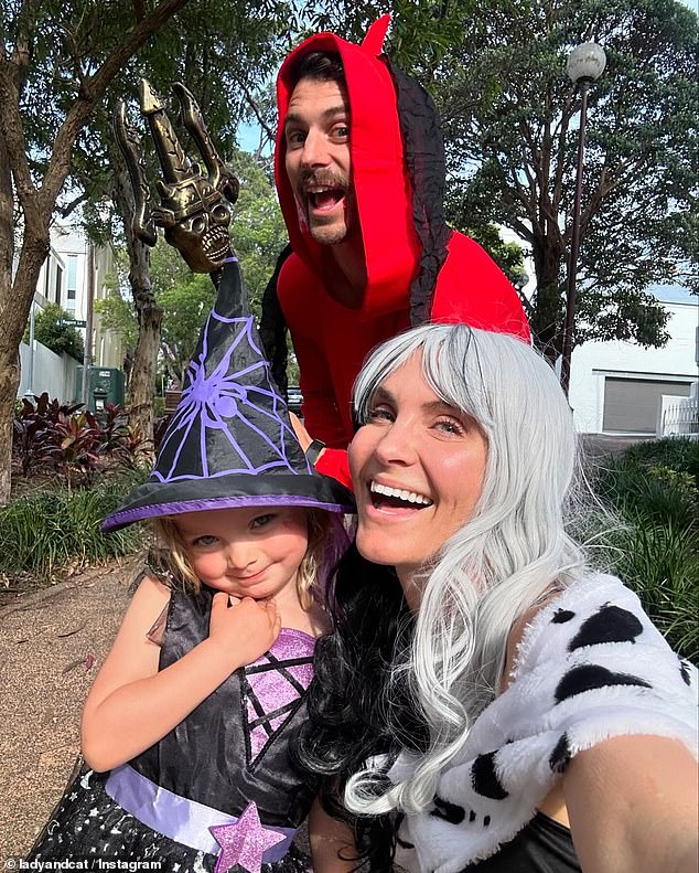 Matty wore an all-red devil costume, complete with a horned hood and pitchfork, while his wife dressed as Cruella de Vil