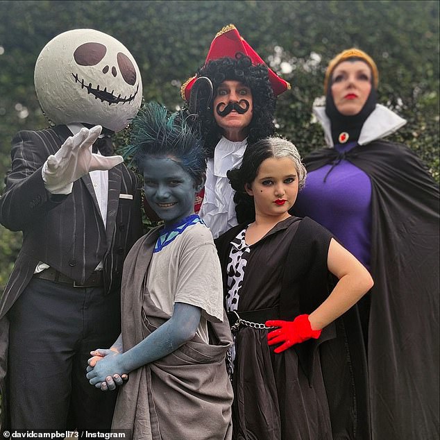 David Campbell dressed up as Captain Hook as he posed with his family