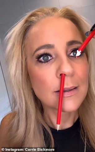 The radio star shared a video on Instagram in which she created her confrontational look, using a broken pencil and fake blood