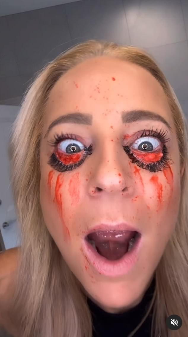 She also shared a video of a second look involving fake eyelashes and fake blood