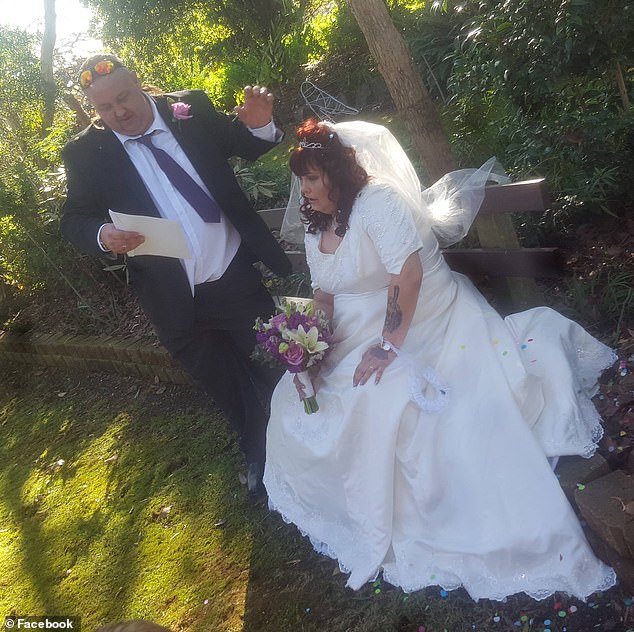 David McCulloch and Jacinta King are pictured on their wedding day in 2018