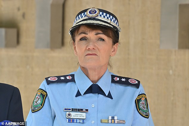 NSW Police Commissioner Karen Webb (pictured) said: 'Today is a very sad day for the dog unit and the thoughts of the entire police family are with them'