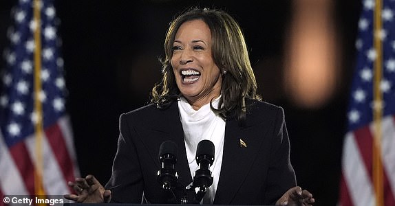 WASHINGTON, DC - OCTOBER 29: U.S. Vice President Kamala Harris, Democratic presidential candidate, speaks during a campaign rally at the Ellipse on October 29, 2024 in Washington, DC. With a week to go before Election Day, Harris pleased her "closing argument," a speech in which she outlined her plan for America and urged voters to do so "turn the page" about the Republican presidential candidate, former US President Donald Trump. (Photo by Kent Nishimura/Getty Images) *** BESTPIX ***