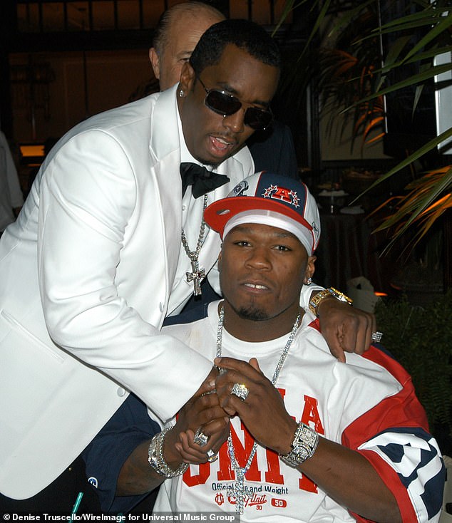 Diddy and 50 Cent pictured together. The two rappers have been involved in a long-running feud since the pair first met in the 1990s when they moved in the same circles, but 50 Cent never considered Combs a friend.